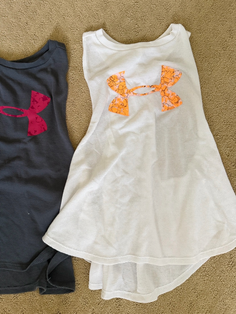 Under Armour Sleeveless Mesh Tank - White with Orange Logo
